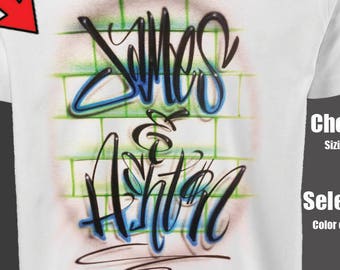 Graffiti Couples shirt, airbrush t shirt, gift for her, his and her shirts, custom couples shirt, graffiti name shirt, parchen pullover
