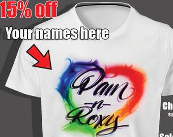 Rainbow Heart Couples shirt, airbrush shirt, Gay pride shirt, gift for her, wedding gift, pride shirt, King Queen shirt, Parchen Pullover