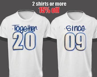 Together Since Shirt,Airbrush shirt, Couples Shirts, Valentines Day shirts, wedding, parchen pullover, Boss shirt, King queen shirt,