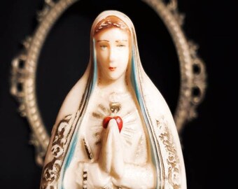 Vintage Holy Mary Statue - modern Gothic, home decor, plastic stand