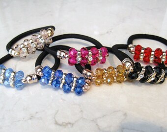 White Black Or Gold Pearl Like Beads Hair Tie Ponytail Etsy