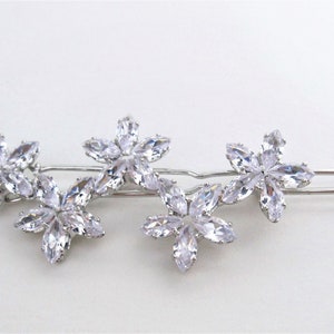 Small crystal flowers hair pin barrette bridal clip for fine thin hair