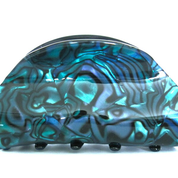 thumbnail image 2 of Abalone Shell Effect Hair Claw Clip - Perfect For Fine Or Thin Hair - Sea Shell Style Clamp 2 of 5