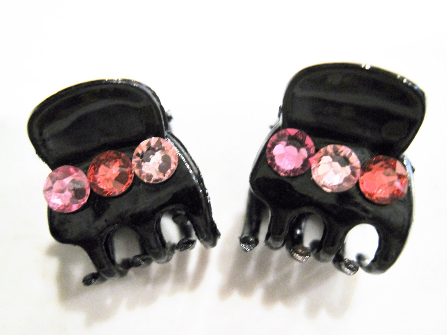 Extra Small Mini Black Hair Claw Clips With Swarovski Crystals Etsy