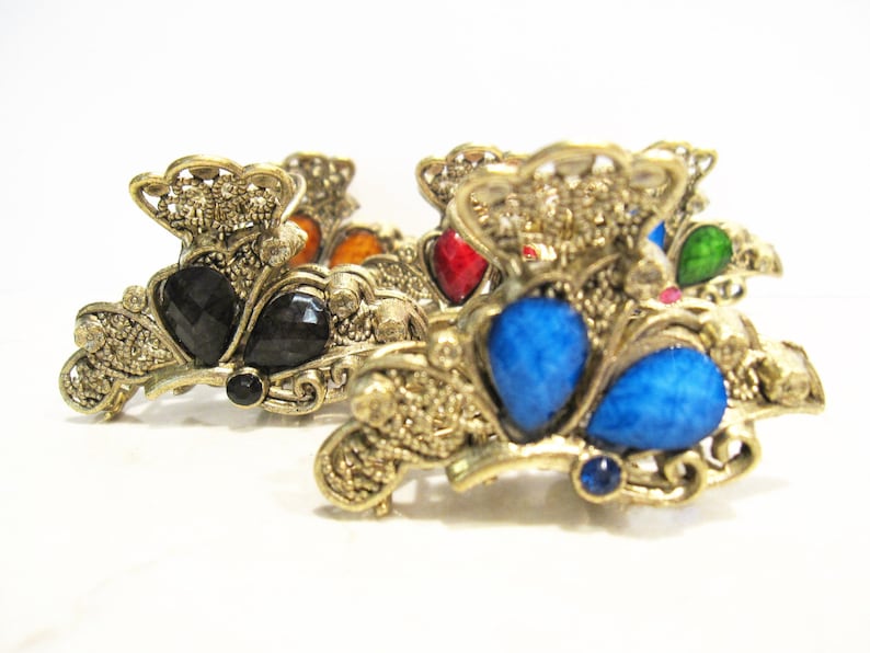 Jeweled antique bronze hair claw clip Etsy