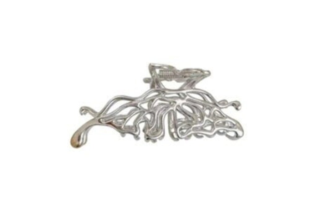 Shiny Silver Metal Wavy Hair Claw Clip for Medium Thick Hair Etsy