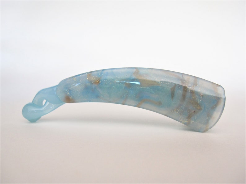 Blue and gold glitter banana hair claw clamp clip