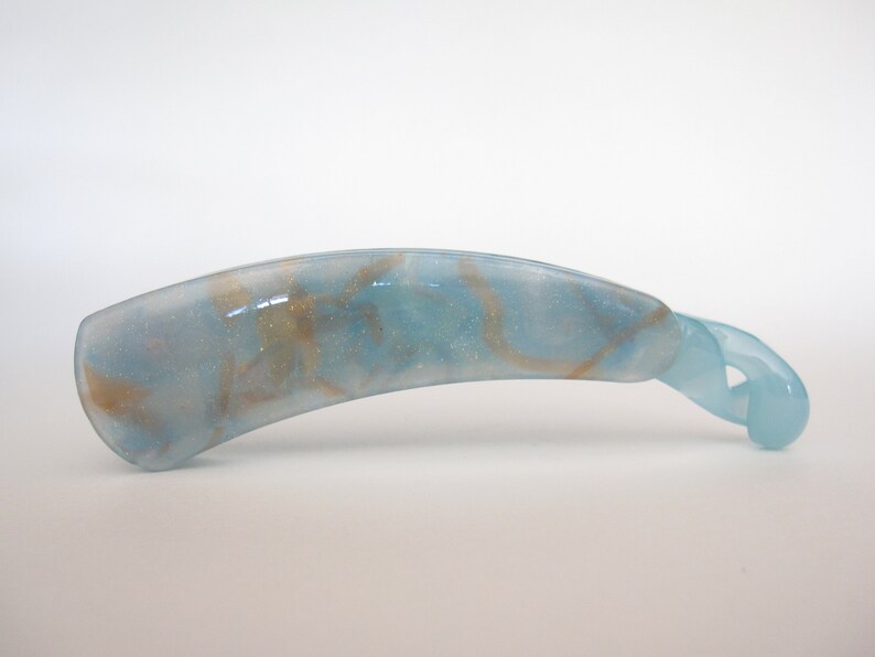 Blue and gold glitter banana hair claw clamp clip