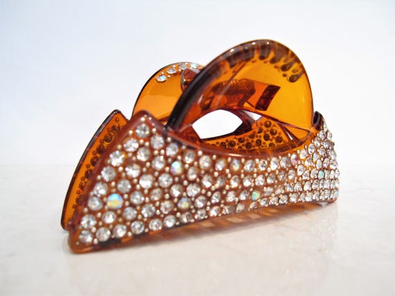 Brown Hair Claw Clip For Fine Thin Hair With Crystals Etsy