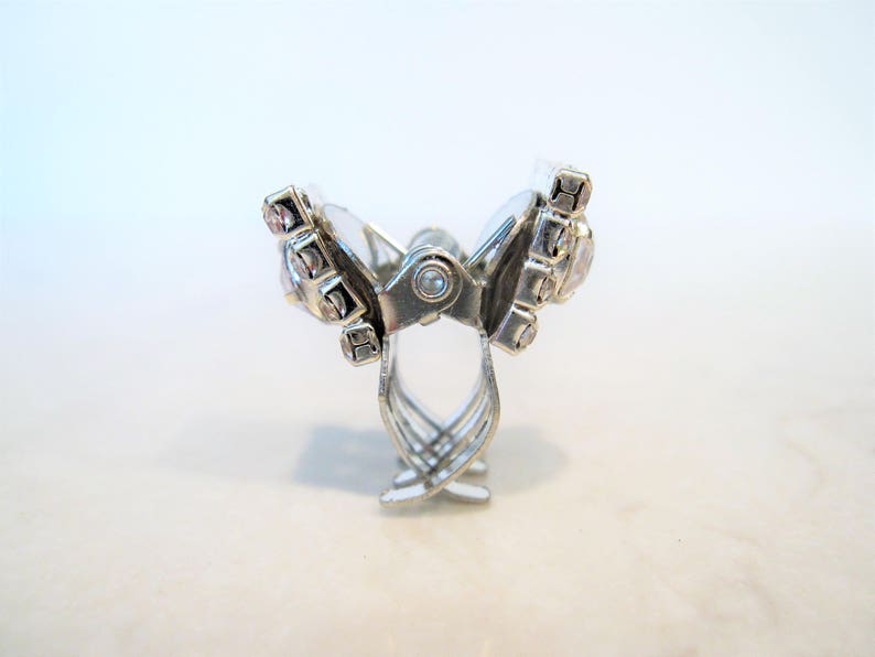 Tiny mini silver metal hair claw clips with rhinestones Etsy