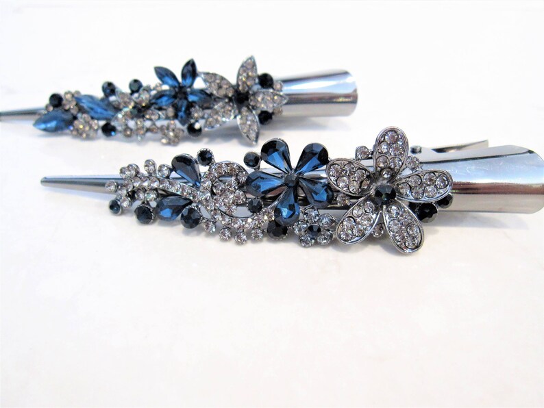 Alligator Blue Flower and Butterfly Hair Claw Clips With Etsy