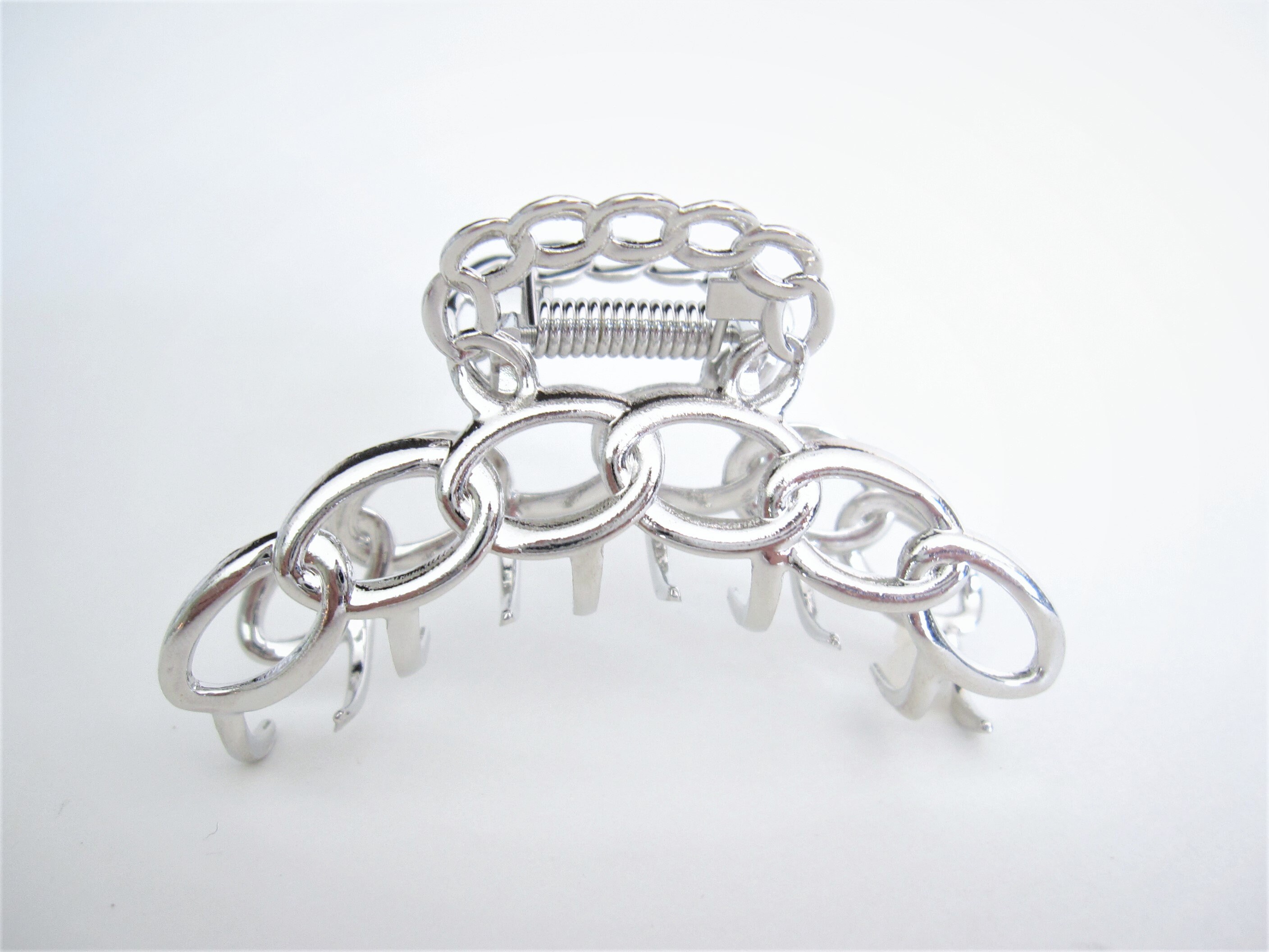 Medium silver metal chain hair claw clip for medium fine hair Etsy