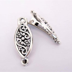 2 small silver scroll and flower metal alligator hair clip for fine thin hair