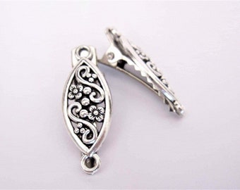 2 small silver scroll and flower metal alligator hair clip for fine thin hair