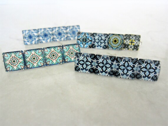 Small Decorative Tile Hair Clip Barrette For Fine Hair Etsy