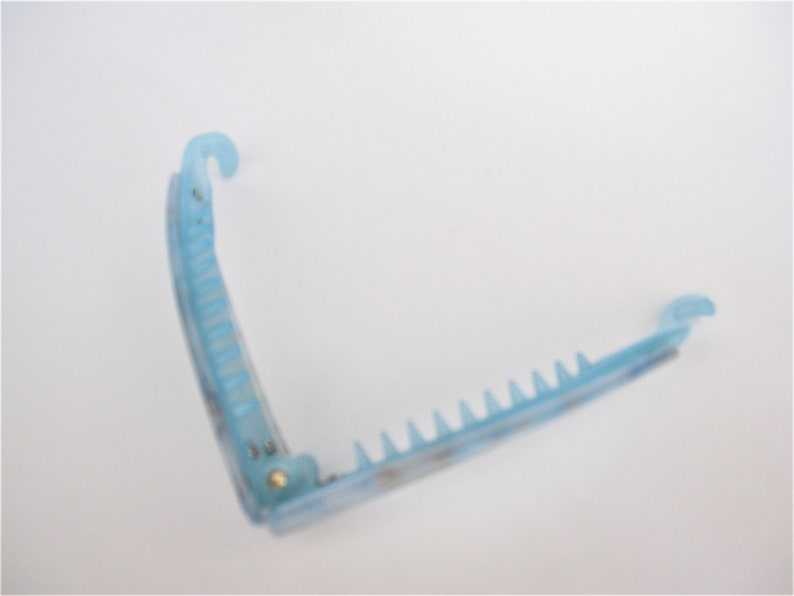 Blue and gold glitter banana hair claw clamp clip