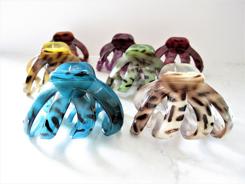 Colorful octopus acrylic hair claw clip with animal print for Etsy