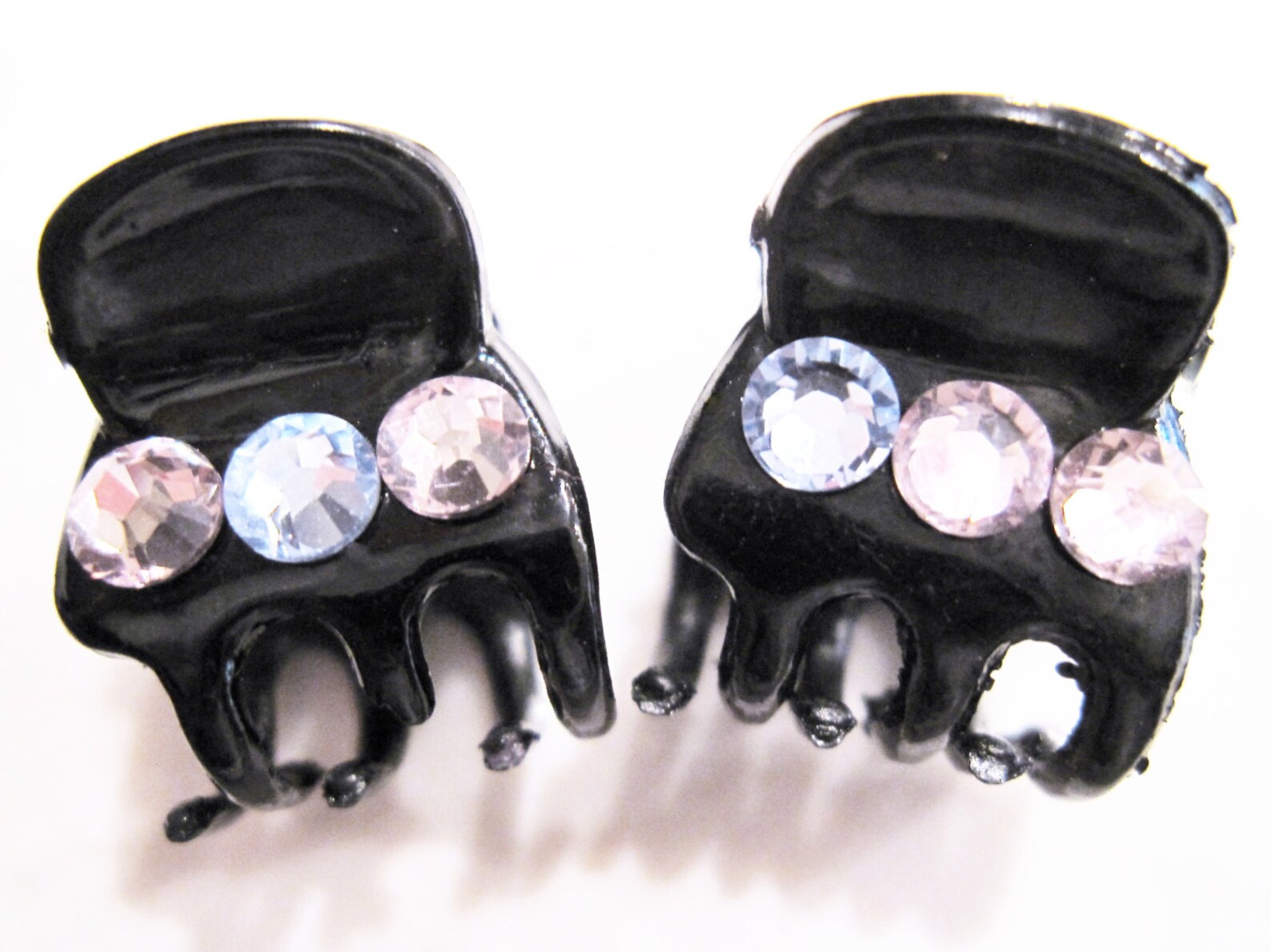 Extra Small Mini Black Hair Claw Clips With Swarovski Crystals Etsy