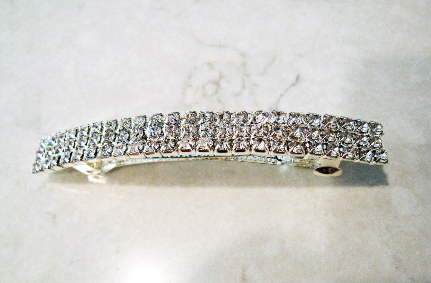 Crystal Silver Hair Barrette Clip Bridal Clip Bridal Barrette Etsy