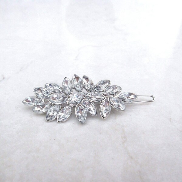 Small crystal leaves hair pin barrette bridal clip for fine thin hair