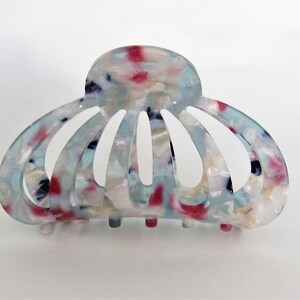 Large blue pink white marbled hair claw clip for thick hair