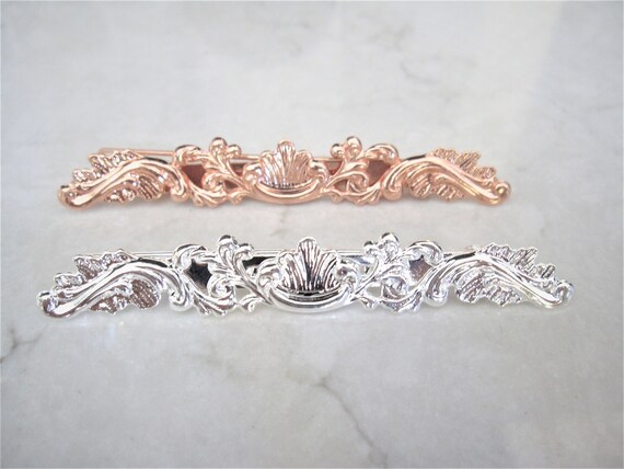 Slim Antique Style Silver Or Rose Gold Copper Filigree Hair Etsy