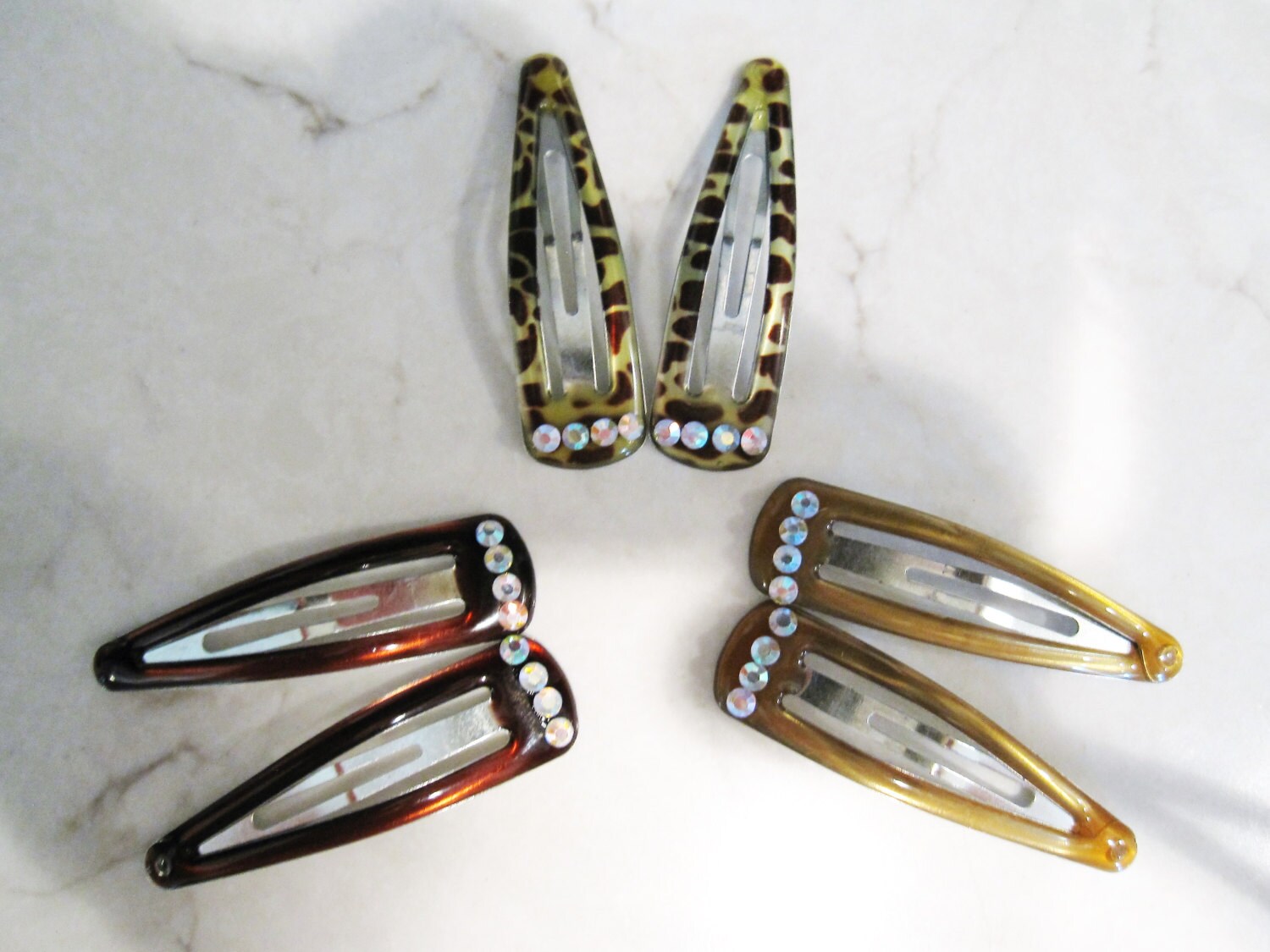 Snap Hair Clip Barrettes With Crystals set of Two Etsy