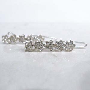 Two small tiny clear flower crystal hair pin clip barrettes fine hair