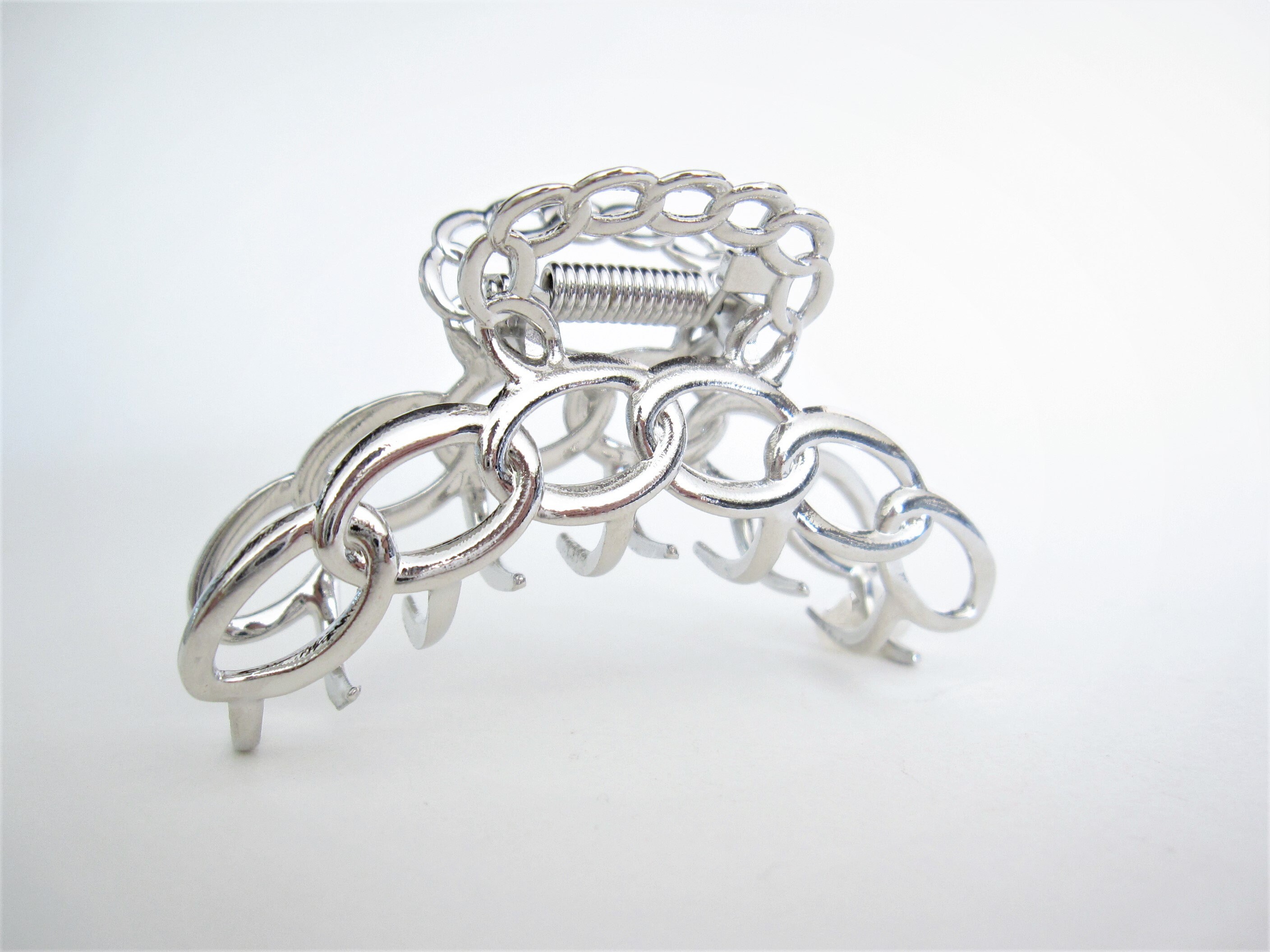 Medium silver metal chain hair claw clip for medium fine hair Etsy