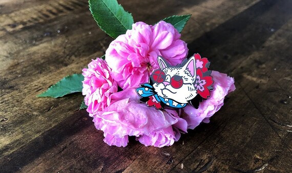 La Vie En Rose Cat Enamel Pin Etsy