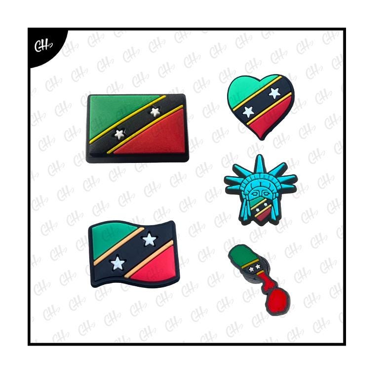 Saint Kitts Flag Shoe Charms