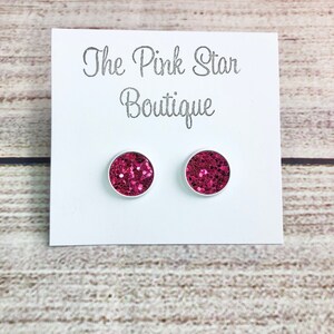 Pink and White Glitter Valentine&#39;s Day Earrings