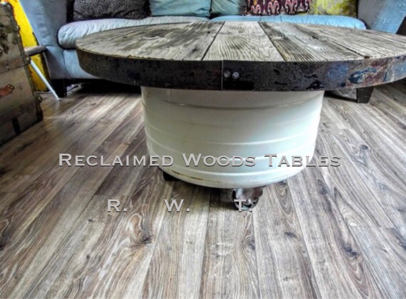 Wash Tub Basin Coffee Table / Reclaimed Round Wood / Metal Etsy