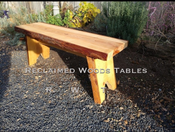 Simple Rustic Cedar Wood Bench Etsy