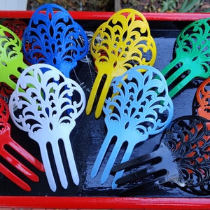 Spanish Medium Flamenco Hair Comb/Peineta. Vibrant Colors, Authentic Design for Costumes, Feria, and Everyday Elegance. 3.5&quot;x5&quot; from Seville