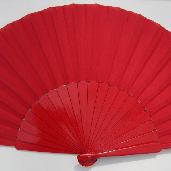 Large Flamenco Fan Handcrafted Pericon Abanico: Black, Red, White, Spanish Dance Accessory from Sevilla, Wood & Fabric, Perfect for Flamenco