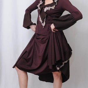 Flamenco performanc costume, eggplant, brown, polka dots, strechable, M, From Spain, hand made image 4