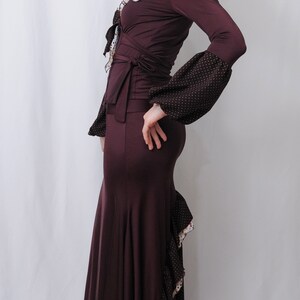 Flamenco performanc costume, eggplant, brown, polka dots, strechable, M, From Spain, hand made image 3