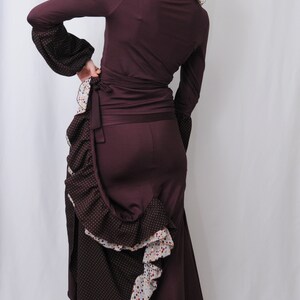 Flamenco performanc costume, eggplant, brown, polka dots, strechable, M, From Spain, hand made image 10