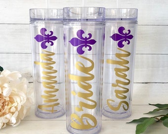 Personalized Fleur De Lis Tumbler | NOLA Bachelorette Party | New Orleans Bachelorette Party | Mardi Gras | Bachelorette Party Tumblers