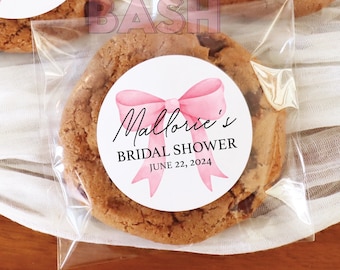 Pink Bow Tying The Knot Favors Labels Stickers Thank You Stickers Favor Labels Favor Stickers Bridal Shower Party Stickers For Favors BB1108