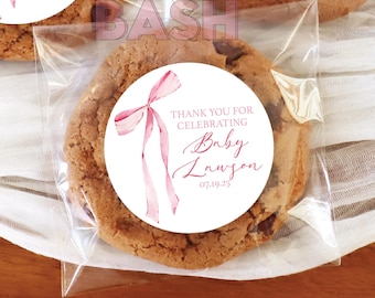 Bow Baby Shower Favors Labels Stickers Baby Girl Thank You Stickers Favor Labels Favor Stickers Baby Shower Party Stickers For Favors BB1126