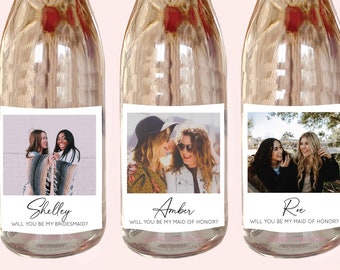 Personalized Bridesmaid Wine Bottle Mini Champagne Labels Pairs Bridesmaid Proposal Bottle Labels Bridesmaid Gift Bottle Stickers Labels