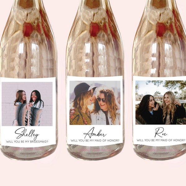 Personalized Bridesmaid Wine Bottle Mini Champagne Labels Pairs Bridesmaid Proposal Bottle Labels Bridesmaid Gift Bottle Stickers Labels