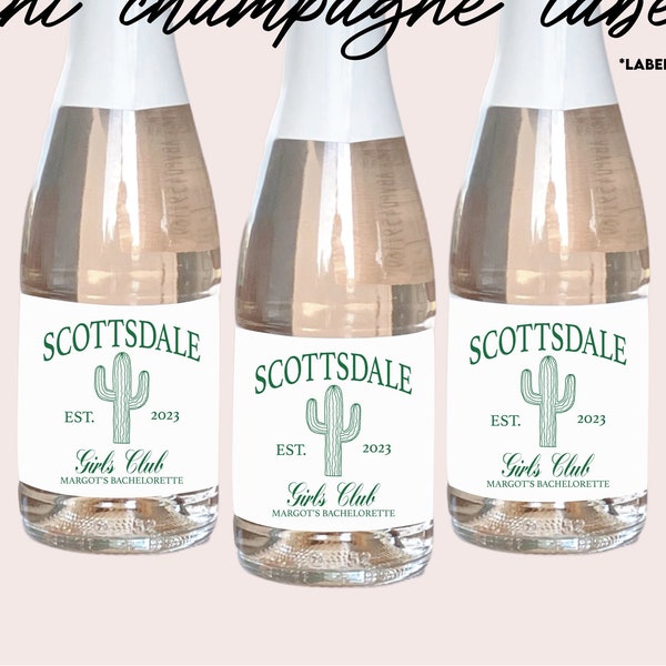 Custom Scottsdale Bachelorette Mini Champagne Labels Country Club Bachelorette Party Bachelorette Wine Labels Bachelorette Favors