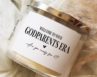Godparents Era Candle Label Godparents Proposal Gift For Godparents Welcome To Your Godparents Era Candle Label BB527