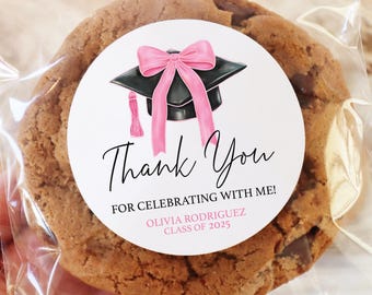 Thank You For Celebrating Graduation Party Labels Stickers Cookie Bow Favor Labels Favor Stickers Graduation Party Stickers Favors BB1128