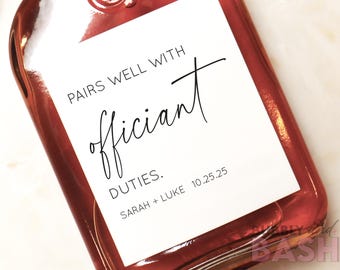 Pairs Well With Officiant Duties Whiskey Label Officiant Gift Wedding Whiskey Label Gift For Her Gift For Him Officiant Whiskey Gift BB409