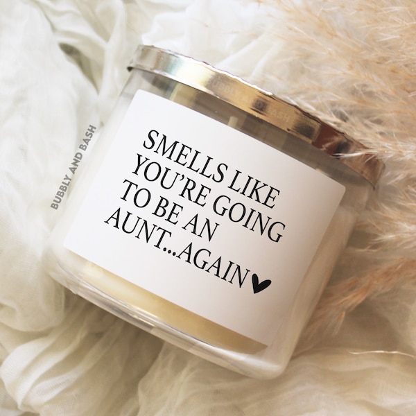 Aunt Again Gift Candle Label Baby Announcement Candle Label Gift For Aunt Smells Like You're Going To Be An Aunt Again Candle Label BB517