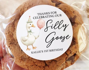 Silly Goose Birthday Favors Labels Stickers Thank You Stickers Favor Labels Favor Stickers Birthday Party Stickers For Favor One BB1148